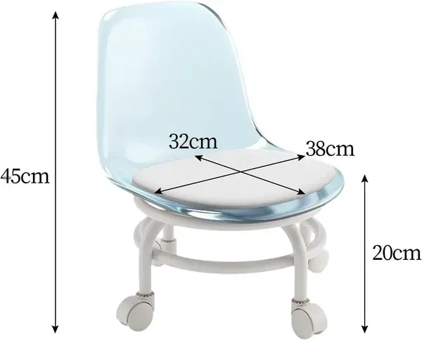 PRIME PICK Heavy Duty Rolling Transparent Chair - Acrylic 360° Rotatable - Smart Wheels - Rolling Chair for Home - Durable Backrest - High Resilience - Ideal for Adults & Kids (Pink)