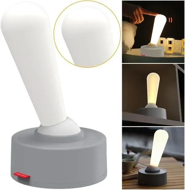 NYRWANA Table Lamp, LED Lamps for Home Decoration, Night Lamp for Bedroom, Night Lamp, Lamp for Living Room, Lamp for Bedroom, Table Lamp for Bedroom, 2 Levels Brightness Adjustment - Plastic (White)