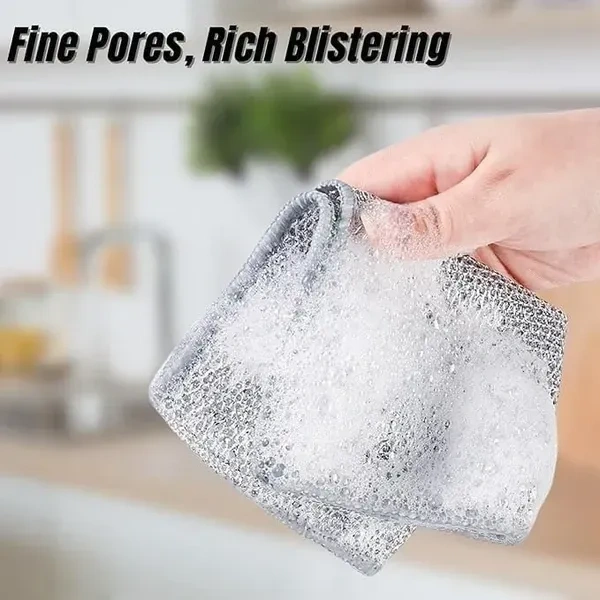 QOKZEK Non-Scratch Dish Wash Cloth | Versatile Wire Scrubber for Kitchen Cleaning | Reusable Mesh Cloth for Dishes, Sinks, and Home Appliances | Easy Rinsing & Durable (10