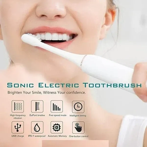 Sonic Electric Toothbrush for Adults,Rechargeable Electric Toothbrushe with 3 Brush Heads, 6 Modes, 2 Minutes Smart Timer,4 Hours Fast Charge for 45 Days (Toothbrush + 3 Brush Heads, BLACK)