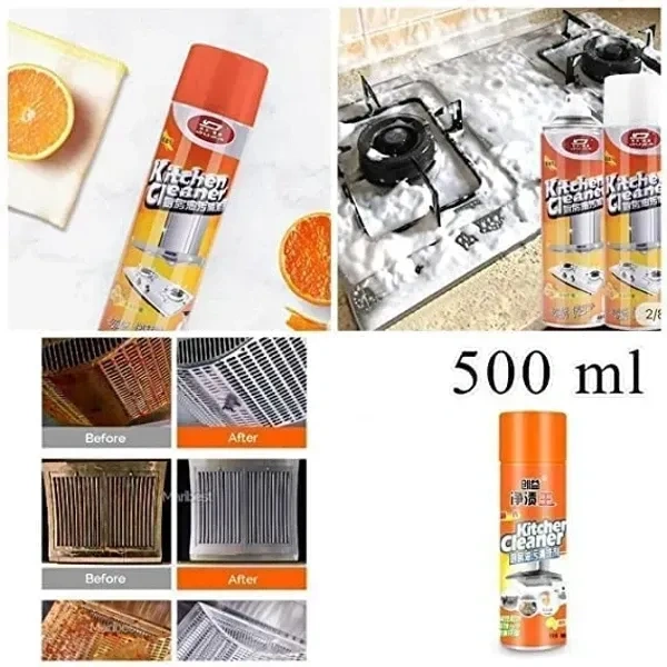 Tesoriq Multipurpose Bubble Foam Cleaner Kitchen Cleaner Spray Oil & Grease Stain Remover Chimney Cleaner Spray Bubble Cleaner All Purpose Foam Degreaser Spray (500 Ml)