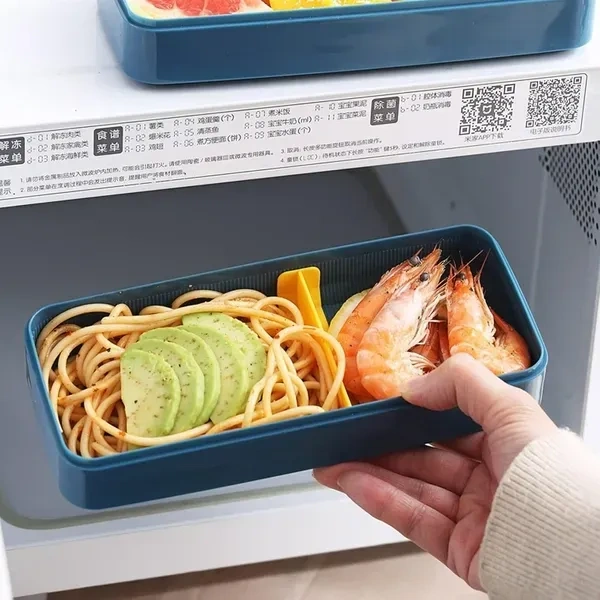 Bento Box Lunch Box, 3-In-1 Compartment Containers - Wheat Straw, Leakproof Eco-Friendly Stackable Bento Lunch Box Meal Prep