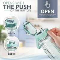 TORCHIT Set of 3 Transparent Water Bottle 2000ML, 900ML, 300ML with Motivational Time Marker, Leakproof Durable Sipper Water bottle for office, School, gym (PURPAL)