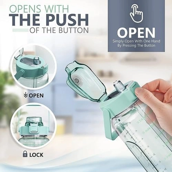TORCHIT Set of 3 Transparent Water Bottle 2000ML, 900ML, 300ML with Motivational Time Marker, Leakproof Durable Sipper Water bottle for office, School, gym (PURPAL)