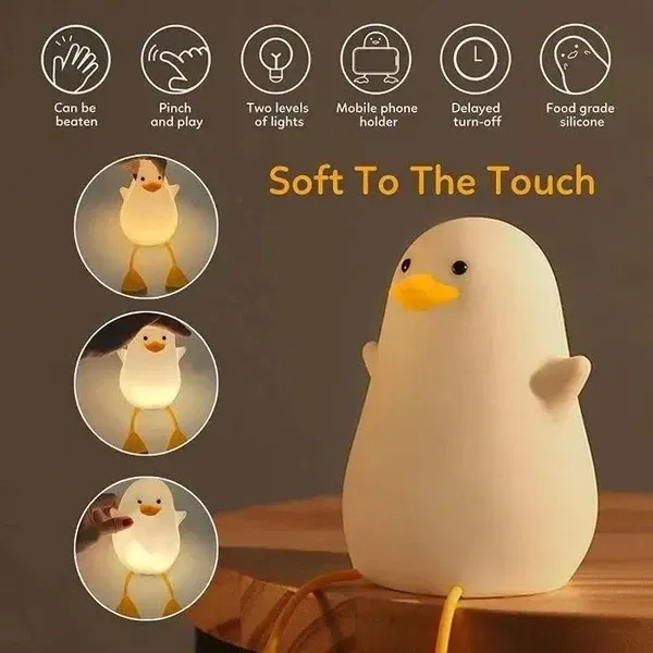 Silicone Duck Soft Touch LED Valentine Gifts for Girls Boys Women Nightlight Lamp Cute Soft Touch Baby Room Decor Gifts for Girls with 7 Multicolur Bedroom Light Room Decor