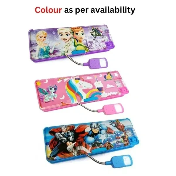 Multipurpose Magnetic Pencil Box with LED Lamp and Sharpeners