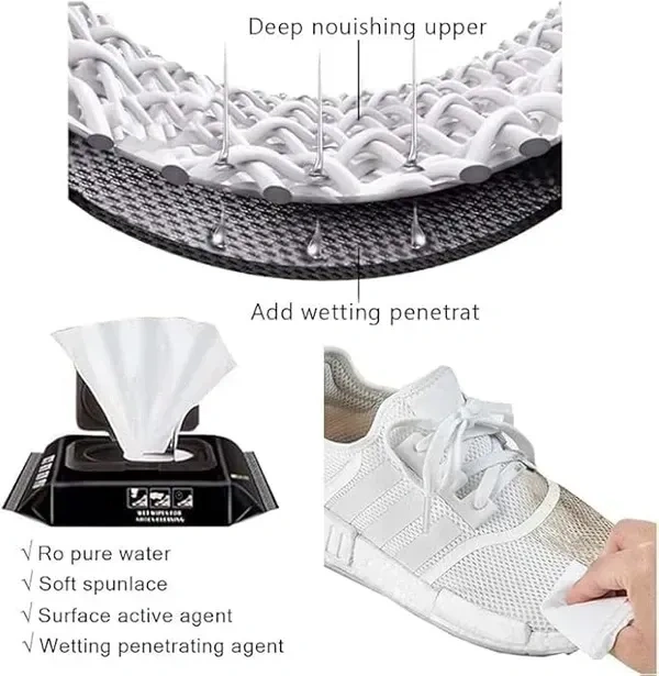 TCCO Natural Sneaker & Shoe Cleaner Wipes - 1 Packs of 80 - Portable Sneakers Cleaner Shoe Wipes Quickly Remove Dirt & Stains - These Disposable Shoe Cleaning Wipes Can Be Used On Footwear