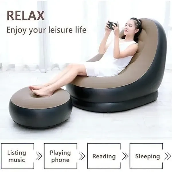 MARJI&ANUVRUTTI Inflatable Chair Footstool with Household air Pump,air Sofa Lounge Chair for Indoor Living Room Bedroom, Outdoor Travel Camping Picnic Beach.