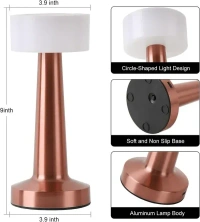 SPARC LIGHTS® Barbell (Touch Sensor) Table Lamp with 3 LED Changing Colors in a (Rose Gold) Finish Metalic Body