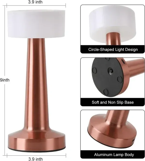 SPARC LIGHTS® Barbell (Touch Sensor) Table Lamp with 3 LED Changing Colors in a (Rose Gold) Finish Metalic Body