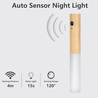 Wooden Wall Light, Indoor Night Light with Motion Sensor, Magnetic Rechargeable Wireless Battery Wall Lights for Bedroom, Hallway, Stairway, Children Room and More