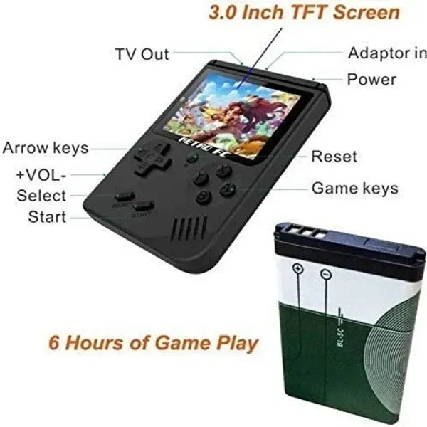 ShopAIS Sup Game Portable Video Game Box with Mario, Super Mario, Dr Mario, Contra, Turtles, and Other 400 Games with Battery Included (Random Colour)