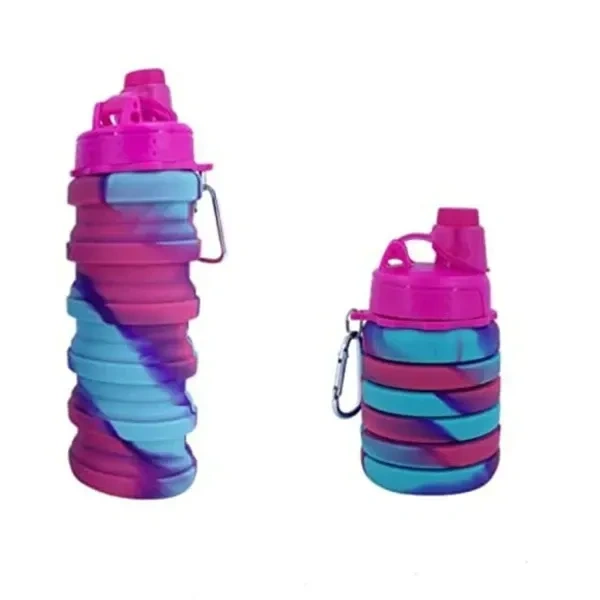 ELLEBII® Silicone Folding bottle Expandable and Foldable Light Weight Water Bottle; Silicon Portable Leak Proof Collapsible water bottle 500ml (Multicolor, Pack of 1)