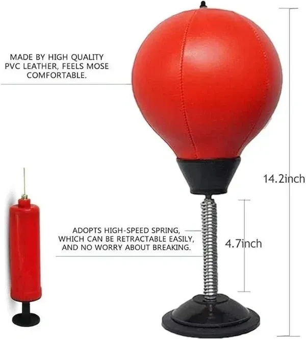 NATALIEE® Desktop Punching Bag, Super Strong Suction Boxing Bag Speed Balls, Stress Buster with Suction Cup for Office Table and Counters, Fun Gift for Boss or Coworker