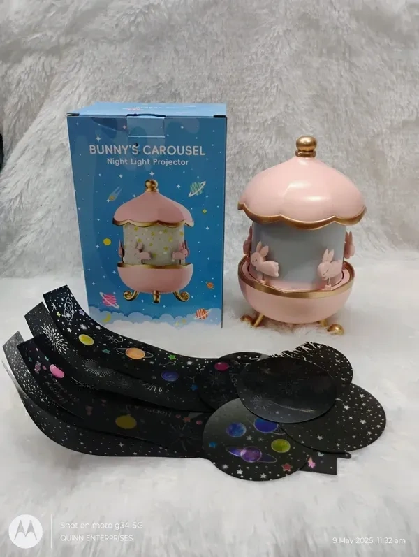 Bunny Night Light Cabin Projector Lamp 360° Rotatable LED Night Lamp for Kids Room Decor, Kids Night Lights for Girls Bedroom 6 Film Shade, Star Projector, USB Powered Birthday Gift for Kids