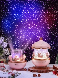 Bunny Night Light Cabin Projector Lamp 360° Rotatable LED Night Lamp for Kids Room Decor, Kids Night Lights for Girls Bedroom 6 Film Shade, Star Projector, USB Powered Birthday Gift for Kids