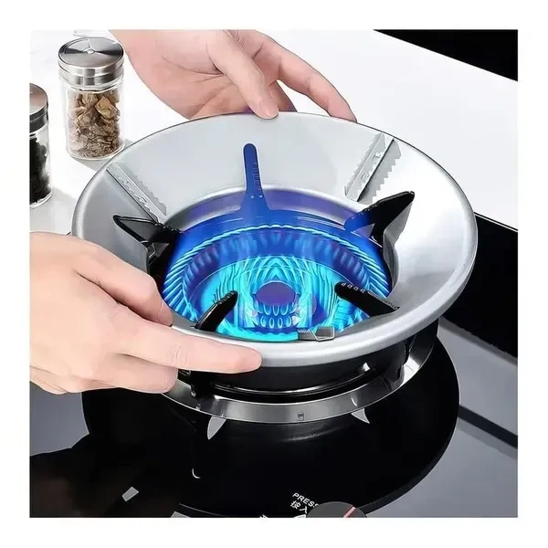 Silver Gas Saver Burner Stand(Pack Of 1) Gas Chula Burner Gas Saver Stand Jali Ring Fire & Windproof Energy Saving, Gas Chula Support Stand 4 Legs Supported For Indian Gas -Metal