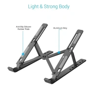 Zebronics-NS1000 Laptop Stand Featuring Foldable Design, Anti-Slip Silicone Rubber Pads, Supports Maximum of 5kgs Weight, 6 Adjustable Levels.