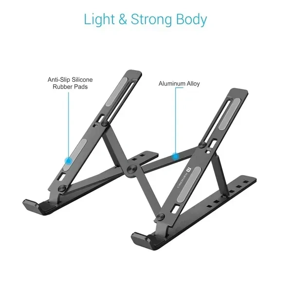 Zebronics-NS1000 Laptop Stand Featuring Foldable Design, Anti-Slip Silicone Rubber Pads, Supports Maximum of 5kgs Weight, 6 Adjustable Levels.
