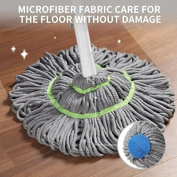 INFRARA STORE Stainless Steel Microfiber Twist Mop | Self-Wringing Squeeze Mop with Extendable Handle for Efficient Floor Cleaning | Reusable Dust Mop for Home, Office