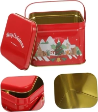 Domensi 24 Pcs Christmas Cookie Tins with Lids Square Candy Metal Cookie Tins Empty Retro Xmas Metal Gift Box Large Capacity Xmas Tin Containers for Holiday Storing Cookies Candies Treat (square)