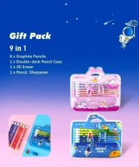 TEMSON Stationary Set for Kids, Cartoon Theme Stationary Kit for Boys, Pencil Set for Kids, Eraser Set for Kids, - Stationary Kit Set for Boys/Birthday Gifts for Kids (GP 8001-E) (Space)