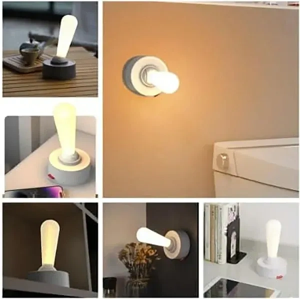 NYRWANA Table Lamp, LED Lamps for Home Decoration, Night Lamp for Bedroom, Night Lamp, Lamp for Living Room, Lamp for Bedroom, Table Lamp for Bedroom, 2 Levels Brightness Adjustment - Plastic (White)