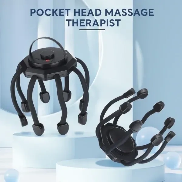 DEAL NUT Electric Head Massager Octopus Scalp Massagers,360 Degree Automatic Rechargeable Handfree Relax Massage with 3 Vibration Mode for Stress Pain Relax Headache Pain Relief Machine