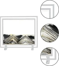EITHEO Moving Sand Art Picture | 3D Natural Landscape showpieces for Home, Decor | Antique Gifts for Kids Office, Desktop Decoration, Desk, Table Decorative (Black)