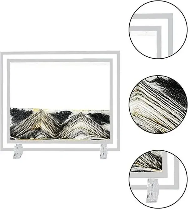 10 inch Square Moving Sand Art Picture | 3D Natural Landscape showpieces for Home, Decor | Antique Gifts for Kids Office, Desktop Decoration, Desk, Table Decorative
