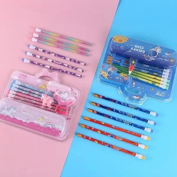 TEMSON Stationary Set for Kids, Cartoon Theme Stationary Kit for Boys, Pencil Set for Kids, Eraser Set for Kids, - Stationary Kit Set for Boys/Birthday Gifts for Kids (GP 8001-E) (Space)