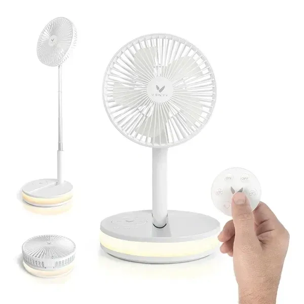 Drake 3 Speed Adjustable Folding Telescopic Table Fan, Rechargeable Mini Folding Fan Cooling Portable Mini Electric Outdoor Fan