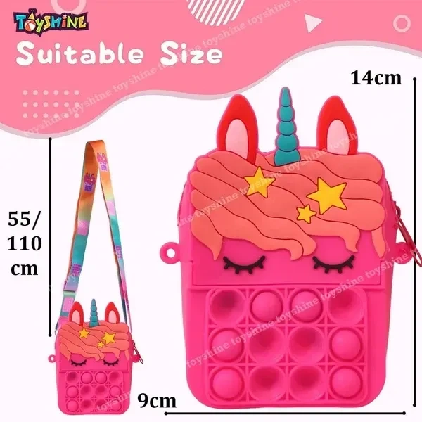FunBlast Unicorn Pop it Sling Bag - Crossbody Bag for Kids, Pop it Purse for Girls, Stress Relief Toys Pop It Bag for Girls, Fidget Purse for Kids, (Pack of 1 Pcs)