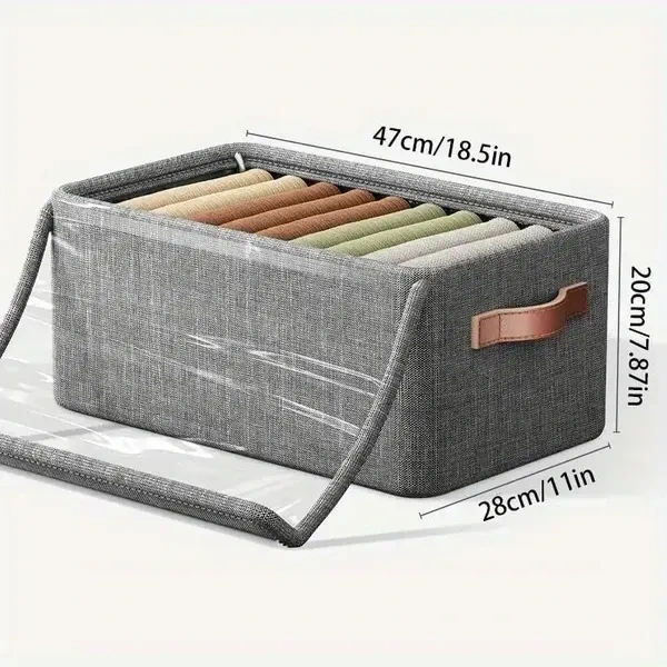IQS Enterprise 26 Litre Storage Box With Lid Clothes Storage Box With Lid Folding Storage Box With Handles Durable Clothes Basket For Blanket Space-saving Storage And Organizer For Wardrobe (1 pcs)