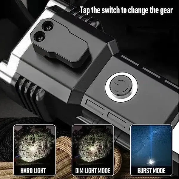  Torch Light,LED 3W Torch Light Rechargeable Torch Flashlight,Long Distance Beam Range Car Rescue Torch with Hammer Window Glass and Seat Belt Cutter Built