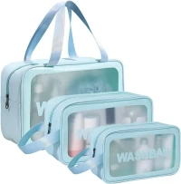 Makeup Travel Pouch, Cosmetic Bag, Travel kit Pouch for Toiletries, Brushes and Cosmetics - Set of 3 - Washbag Pouch - White