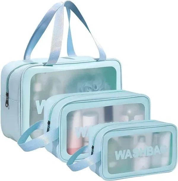 Makeup Travel Pouch, Cosmetic Bag, Travel kit Pouch for Toiletries, Brushes and Cosmetics - Set of 3 - Washbag Pouch - White