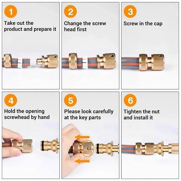 Rewup Pressure Water Spray Gun Nozzle Car Bike Washing Nozzle Water Pressure Booster Brass Nozzle Suitable For 1/2 Nozzles Hose Pipe Clean Shave Car/- (Golden)