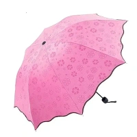 Kixre Magic Umbrella Changing Secret Blossoms Occur with Water Magic Print 3 Fold Umbrella for Girls,Magic Umbrella, Magic Rain Umbrella for Sun UV Protection and Rainy Season