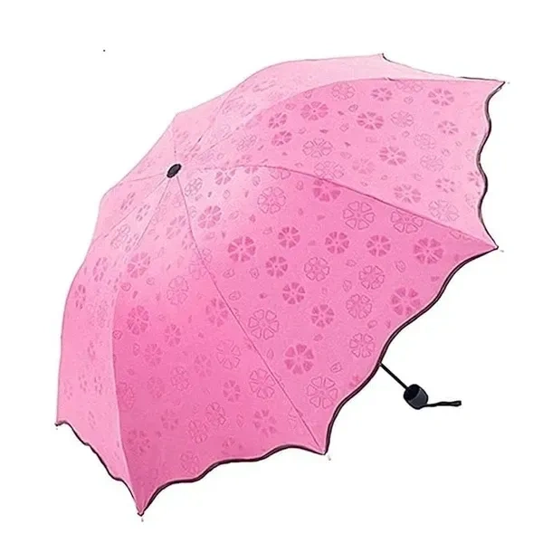 Kixre Magic Umbrella Changing Secret Blossoms Occur with Water Magic Print 3 Fold Umbrella for Girls,Magic Umbrella, Magic Rain Umbrella for Sun UV Protection and Rainy Season