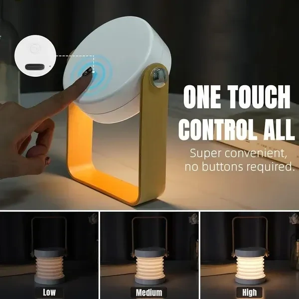 Table Lamp for Bedroom, 3 Way Dimmable Touch Lamp Night Light Table Lamp Folding USB Light Camping Lantern, Desk Lamps for Home Office Reading Light