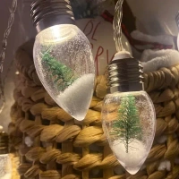 Christmas Tree Snow Globe String Lights, 10 LED Clear Bulbs Christmas Tree String Lights