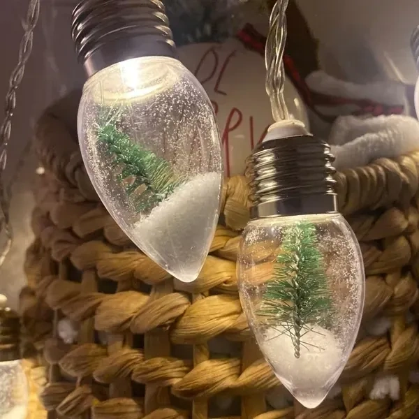 Christmas Tree Snow Globe String Lights, 10 LED Clear Bulbs Christmas Tree String Lights