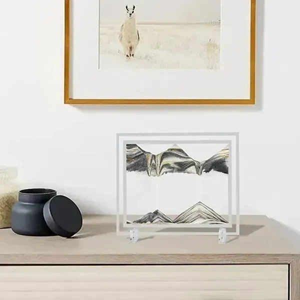 10 inch Square Moving Sand Art Picture | 3D Natural Landscape showpieces for Home, Decor | Antique Gifts for Kids Office, Desktop Decoration, Desk, Table Decorative