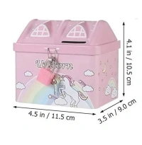 Unicorn Piggy Bank, Hut Shaped Money Box with Lock and Key for Kids, Girls, Boys