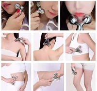 Dealsure 3D Manual Roller Massager 360 Rotate Roller Face Body Massager For Skin Lifting, Wrinkle Remover and Facial Massage, Relaxation and Skin Tightening Tool For Uni- Sex(Silver Color)