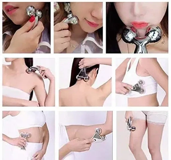 Dealsure 3D Manual Roller Massager 360 Rotate Roller Face Body Massager For Skin Lifting, Wrinkle Remover and Facial Massage, Relaxation and Skin Tightening Tool For Uni- Sex(Silver Color)