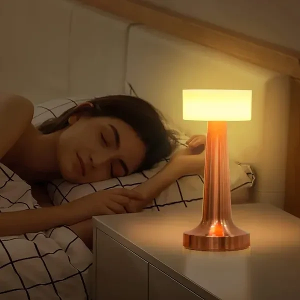 SPARC LIGHTS® Barbell (Touch Sensor) Table Lamp with 3 LED Changing Colors in a (Rose Gold) Finish Metalic Body