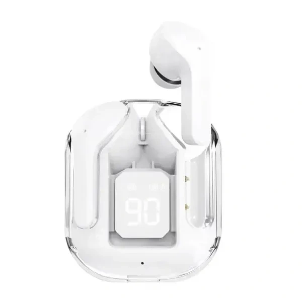 Young in-Ear Wireless Earbuds, Ultrapods max TWS Bluetooth Earphones with Charging Case and LED Digital Display, Microphone, Works with iPhone Android and Bluetooth Devices (White)