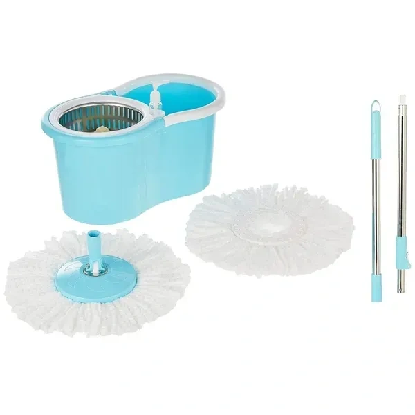 Steel Mop Bucket WITH BOX Spin Mop with Wheels and Stainless Steel Wringer, Bucket Floor Cleaning and Mopping System,2 Microfiber Refills